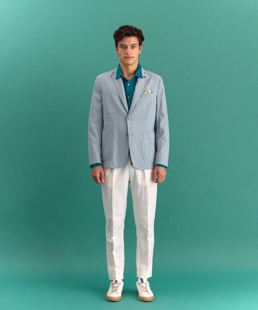 Panicale Sky Blue Cotton Linen Jacket