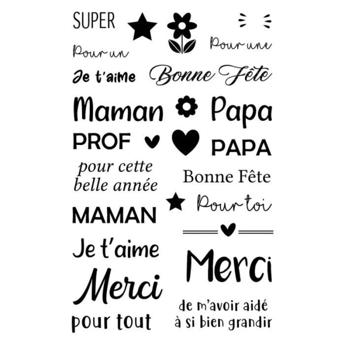 Tampons transparents - Bonne fête Papa Maman - 9 x 14 cm - 26 pcs