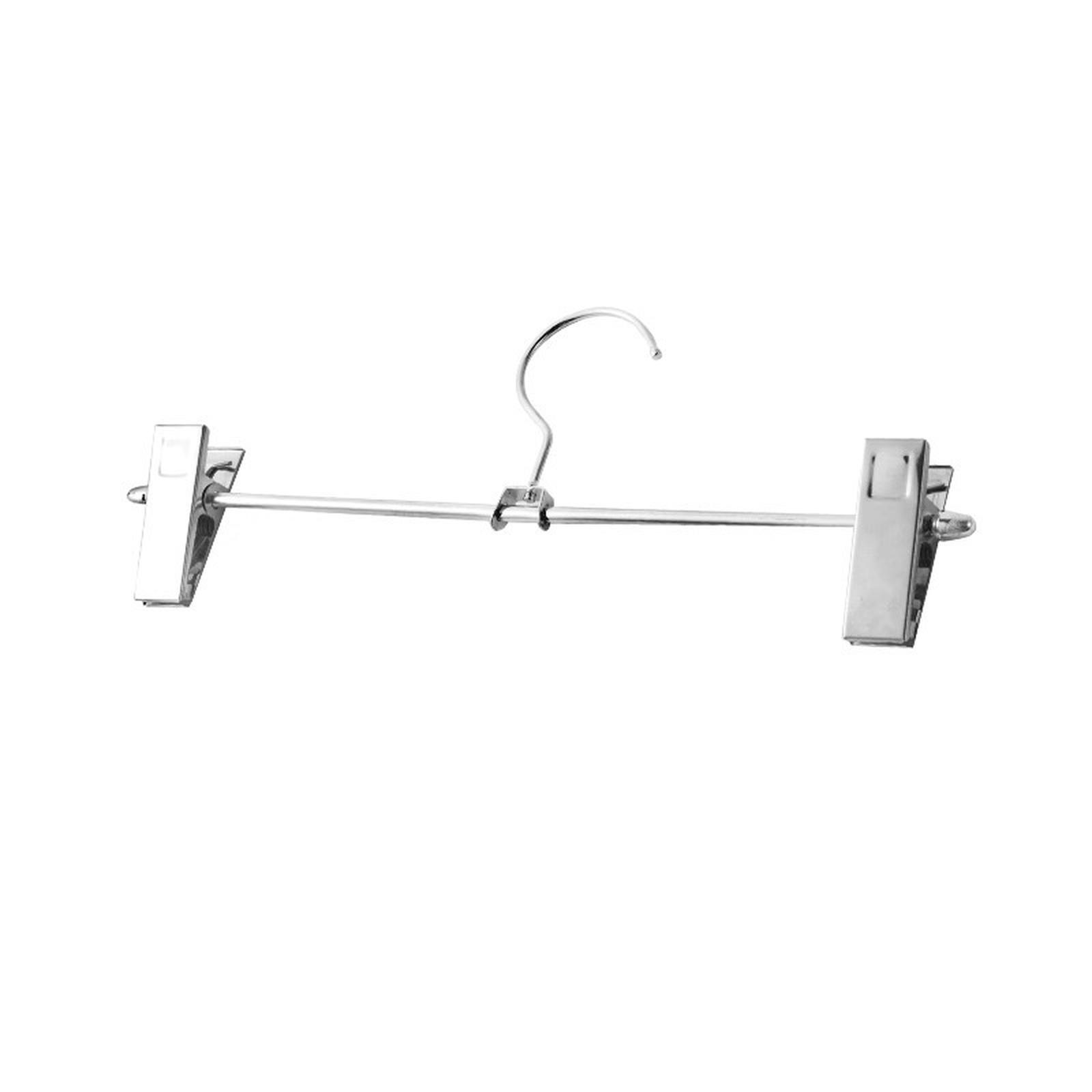 

Stainless Steel Pants Hanger with Clips Non-Slip Skirt Hanger Adjustable Metal Trouser Clip Rack for Clothes Drying and Storage one size серебряный