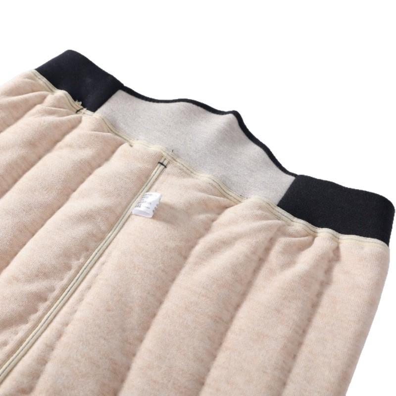 2025 Winter Men's Fleece-Lined High Waist Wool Pants with Seamless Knee and Waist Support