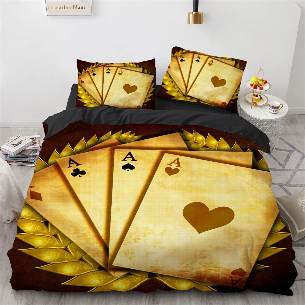 Пододеяльник Покер Набор Карта Огонь Покерная Игра Декор Полиэстер Набор Пододеяльника — фото 18