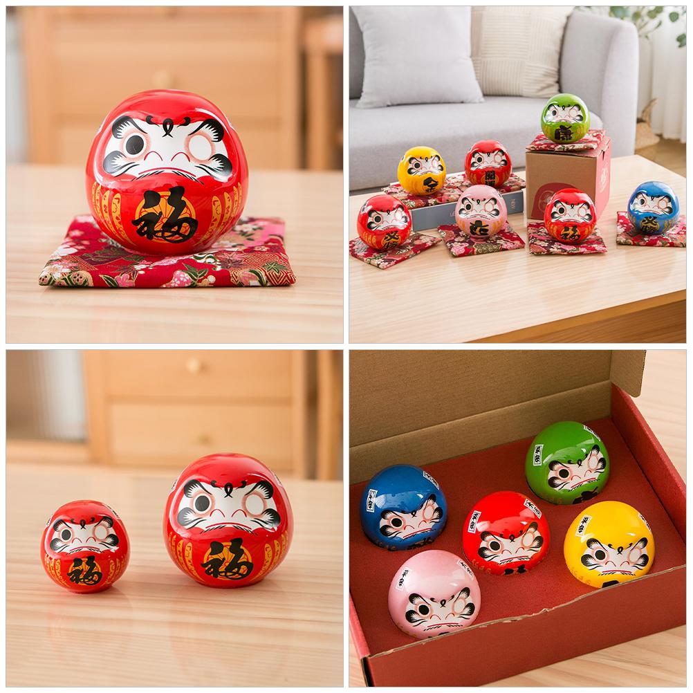 Japanese Daruma Traditional Statue Daruma Figurine Fortune Home Office Decor Ceramic Daruma