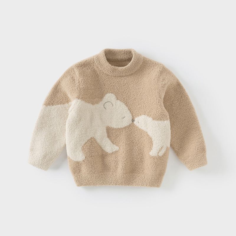 David Bella Girls' Half-Velvet Sweater Boys' Half-Turtleneck Knitwear 2026 Spring New Children's Top