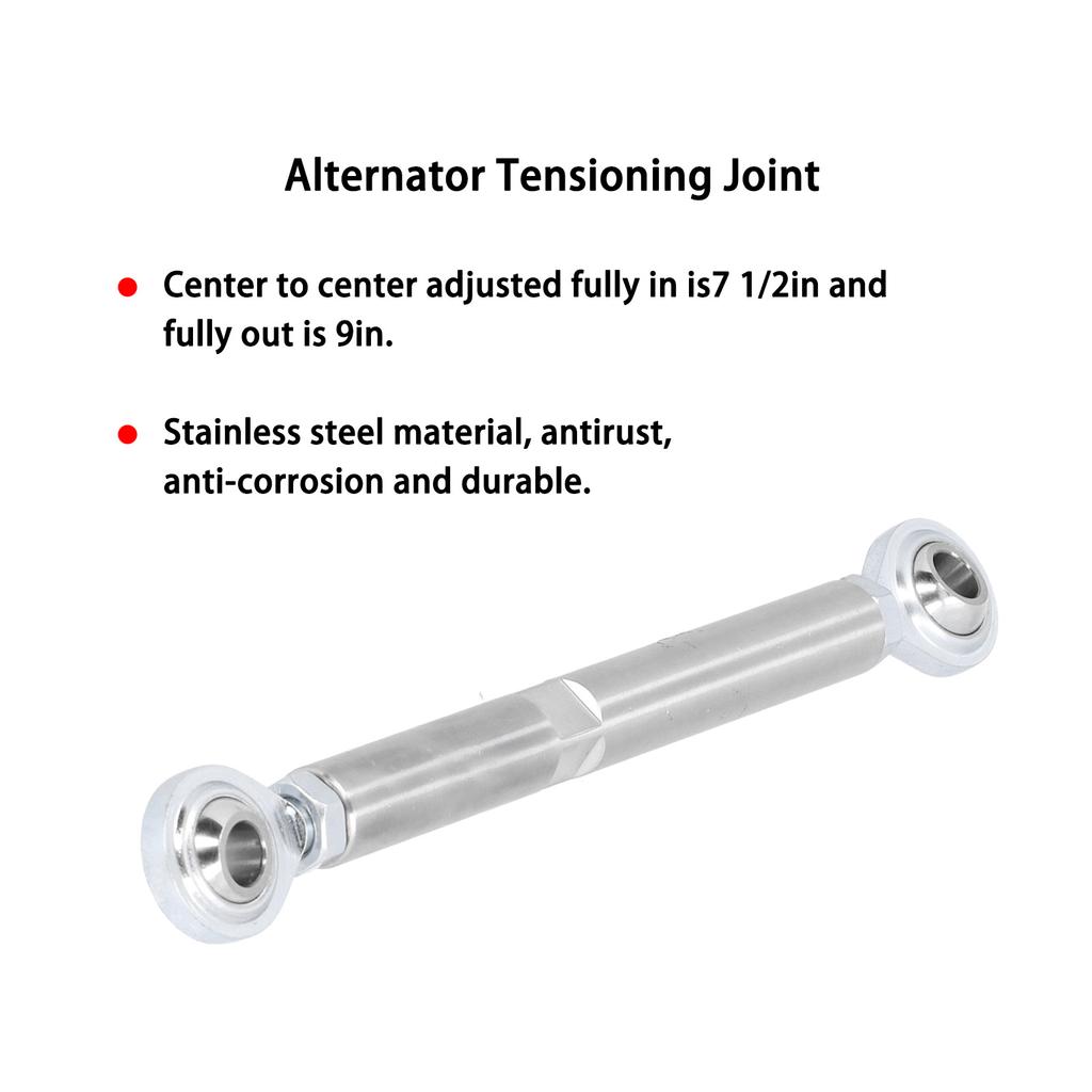 7in Adjustable Tensioning Rod Joint Stainless Steel Alternator Bracket Fit for SBC BBC 350 454 Engine Alternator Bracket for SBC