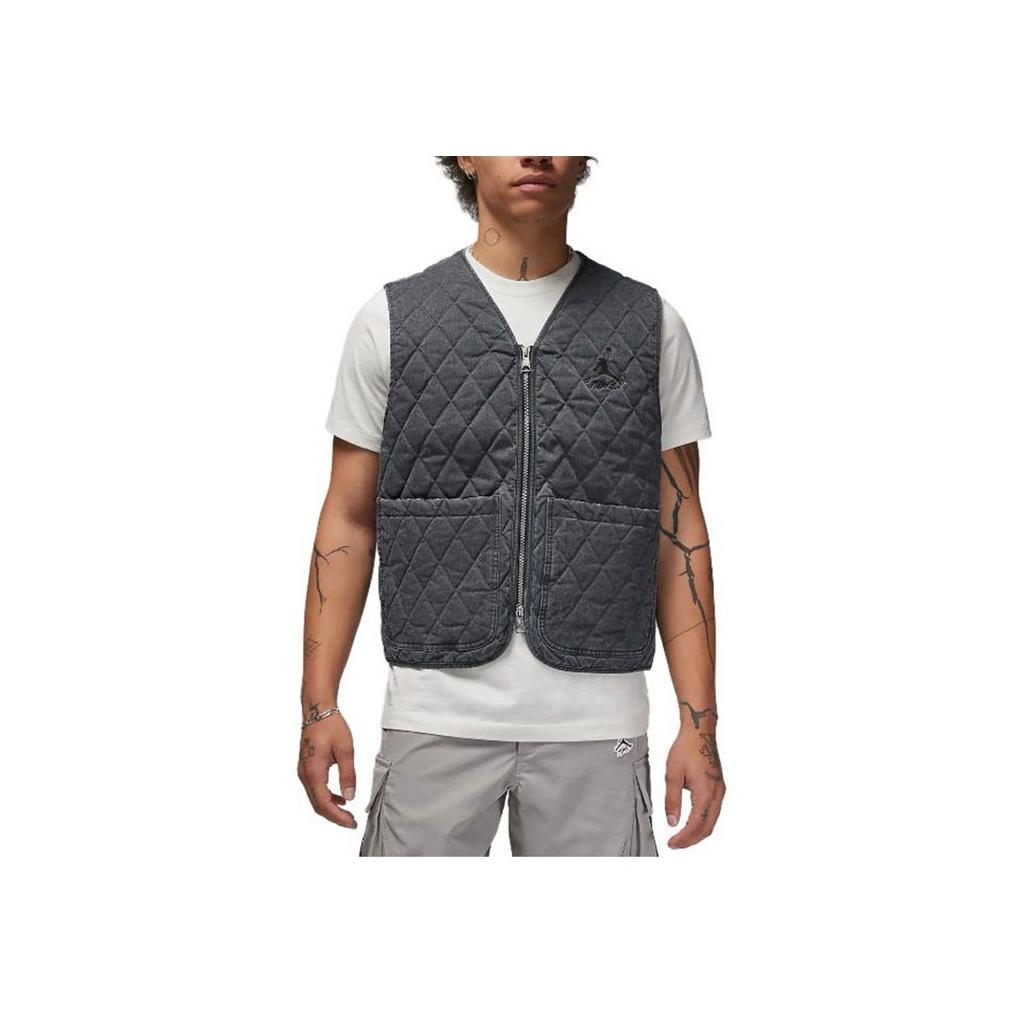 Jordan Logo Kraciasta Zapinana na Zamek Kamizelka z Dekoltem w Serek Męska Kamizelki Szara DV7565-010