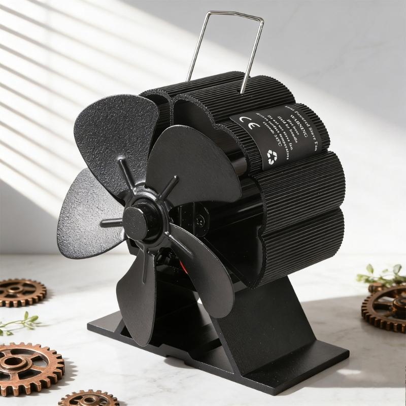 Stijlvolle Warmte-aangedreven Ventilator Warmte-aangedreven Kachel Ventilator voor Houtkachel Real-time Temperatuur Monitoring, Geen Elektriciteit Nodig