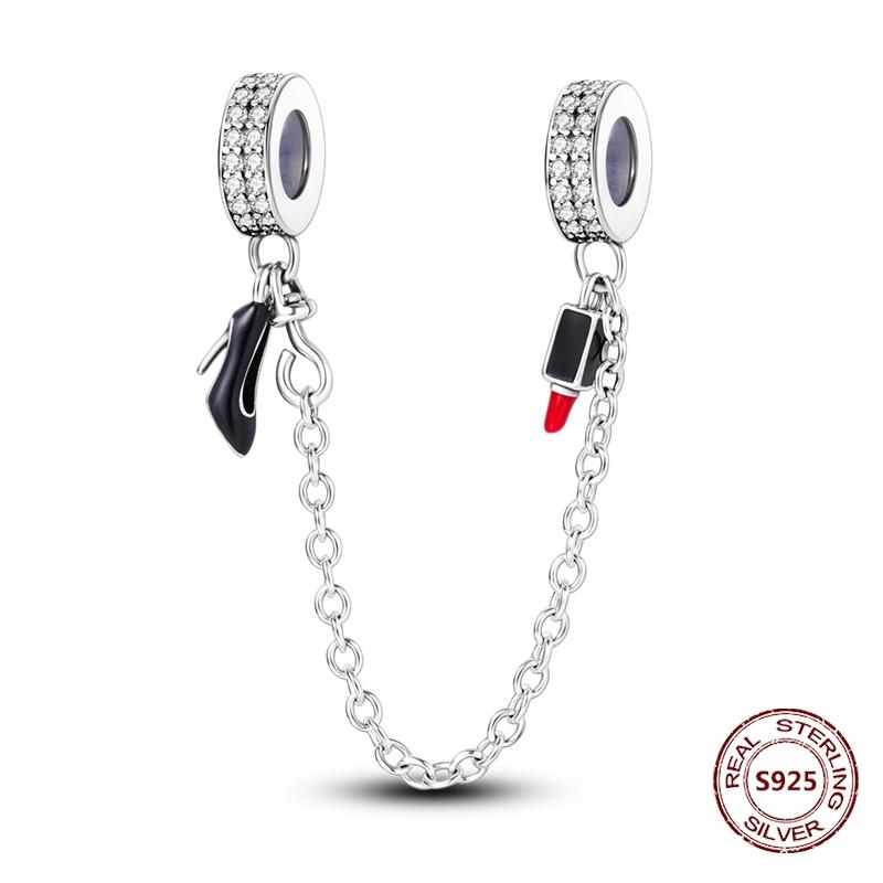 925 Silver Star Moon Bracelet Ocean Safety Chain with Colored Zircon Beads DIY Fine Jewelry for Women