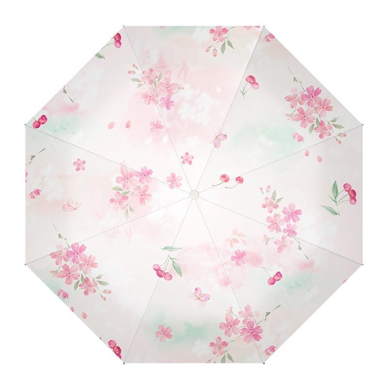 Automatic umbrella sunscreen UV protection sun umbrella parasol folding umbrella small fresh vinyl weather and rain umbrella