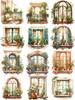 12Pcs/Pack Green Courtyard Sticker DIY Craft Scrapbooking Album Junk Journal Decorative Stickers