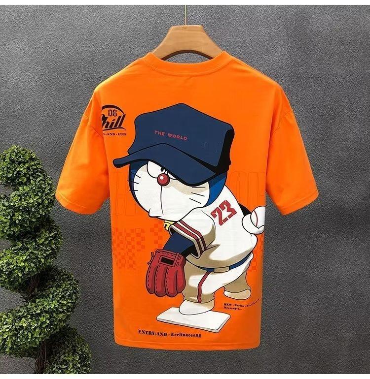 High-End Printed Men'S Short-Sleeved T-Shirt Half-Sleeved Summer Men'S Clothing Handsome Trendy Cartoon T-Shirt Top Summer