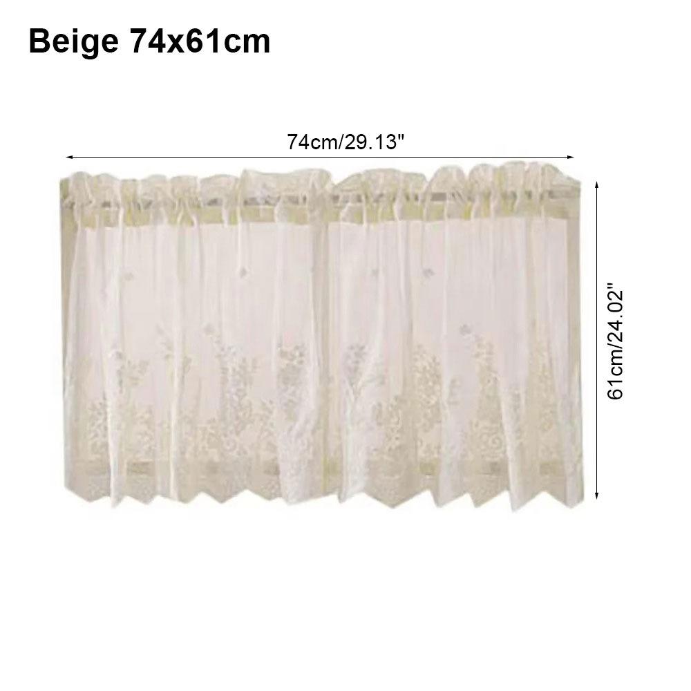 1Pcs Valance Lace Hem Coffee Short Curtain Modern Lace Small Curtain  for Cabinet Door Bedroom