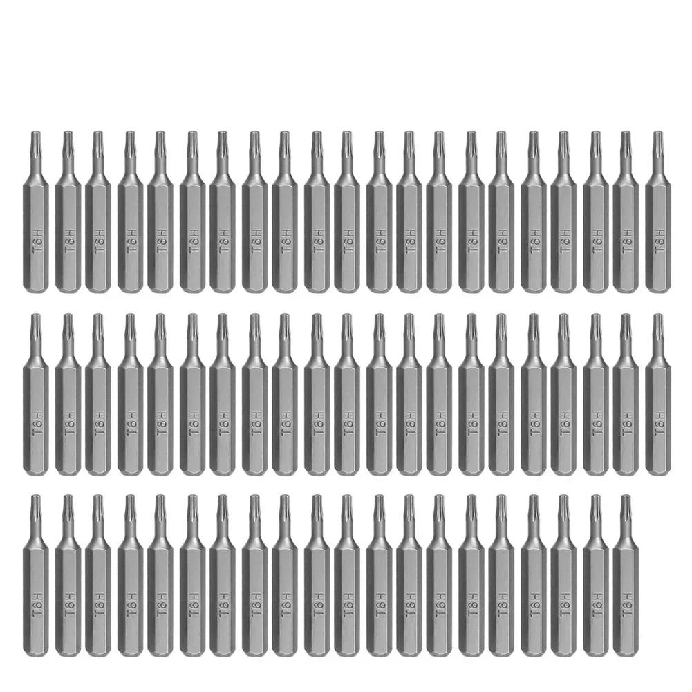 50pcs 4mm Small Hex Shank Screwdriver Bits Set T6H/T7H/T8H/T9H/T10H/T15H/T20H/T25H For Torx Plum Blossom Head Hand Tools