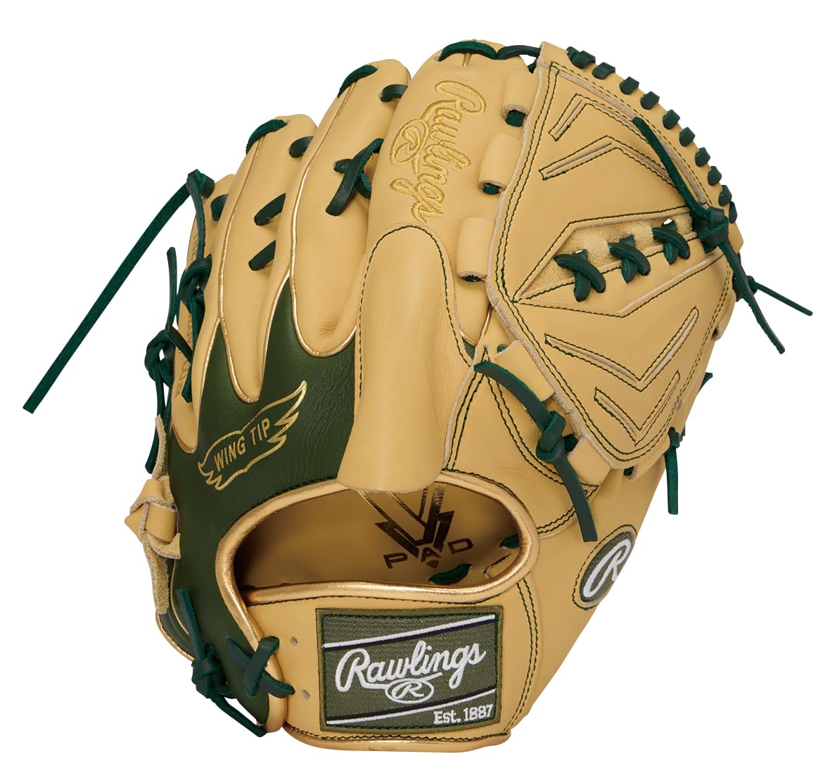 

Rawlings Hyper Tech Color Sync Baseball Glove Pitcher Model GR6HTCA15W 11.75 Inches Camel and Green Left-Hand Throw