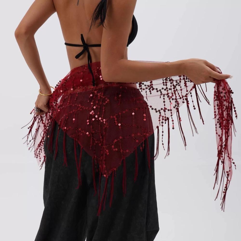 Jeans Decor Tassels Belt Hip-hop Sequin Waistband Jazz Dance Hip Scarf Waist Accessories