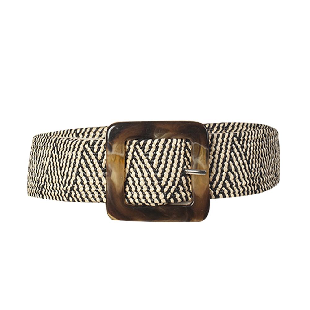 Women Belt Straw Casual Ultra Wide Belt Female Woven Vintage Carved Wood Buckle Elastic Belt Decoration Dress Shirt Waist Seal