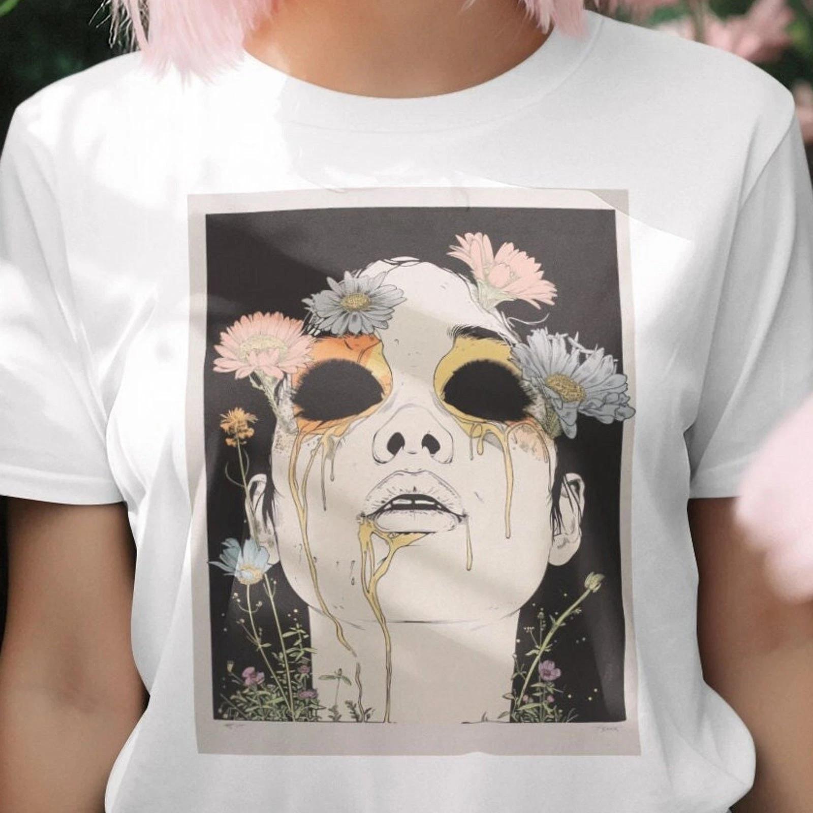 Men s and Women s T-shirts Flower T-Shirt / Psychedelic Flowers / Trippy / Scary / Botanic / Surreal S