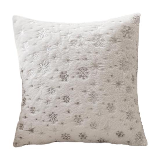 Throw Pillowcase Christmas Snowflake Printed Hidden Zipper Design Dust-proof Soft Comfortable Touch Plush Cushion Cover