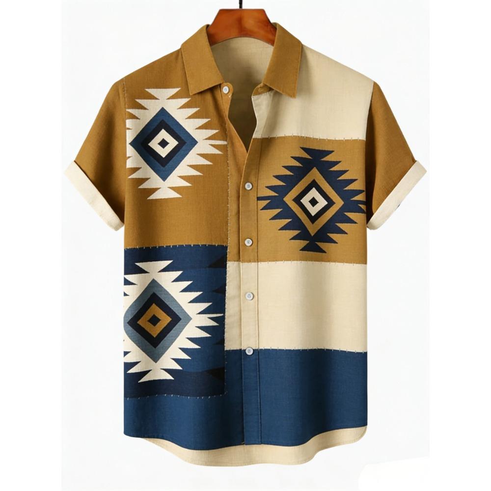 Outdoor Streetwear Men's Fashion Shirts Ethnic Patterns Printed Men's Shirts Casual Daily Men's and Women's Shirt