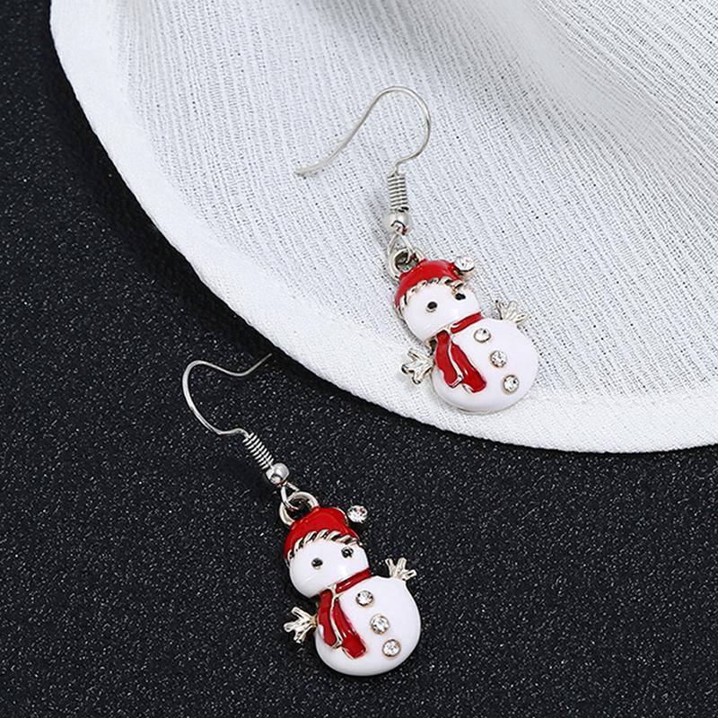 Cute Cartoon Christmas Snowman Earrings Drop Dangle Decoration Costumes Jewelry Women Girls Gift Funny Dainty Earrings