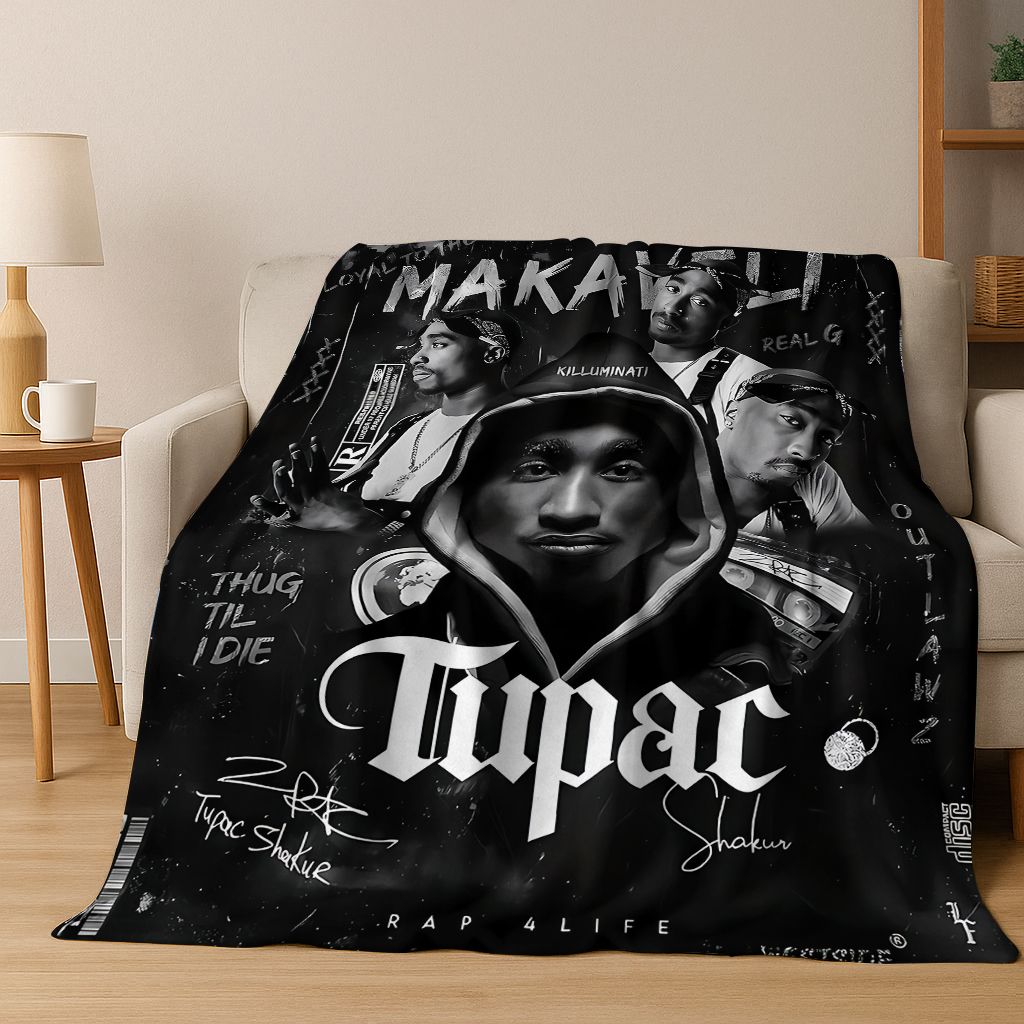 Tupac 2pac Rapper Eminem Hip Hop Rap God Art Flannel Blanket,Cozy Soft Throw Blanket for Home Bedroom Bed Sofa Cover Kids Gift