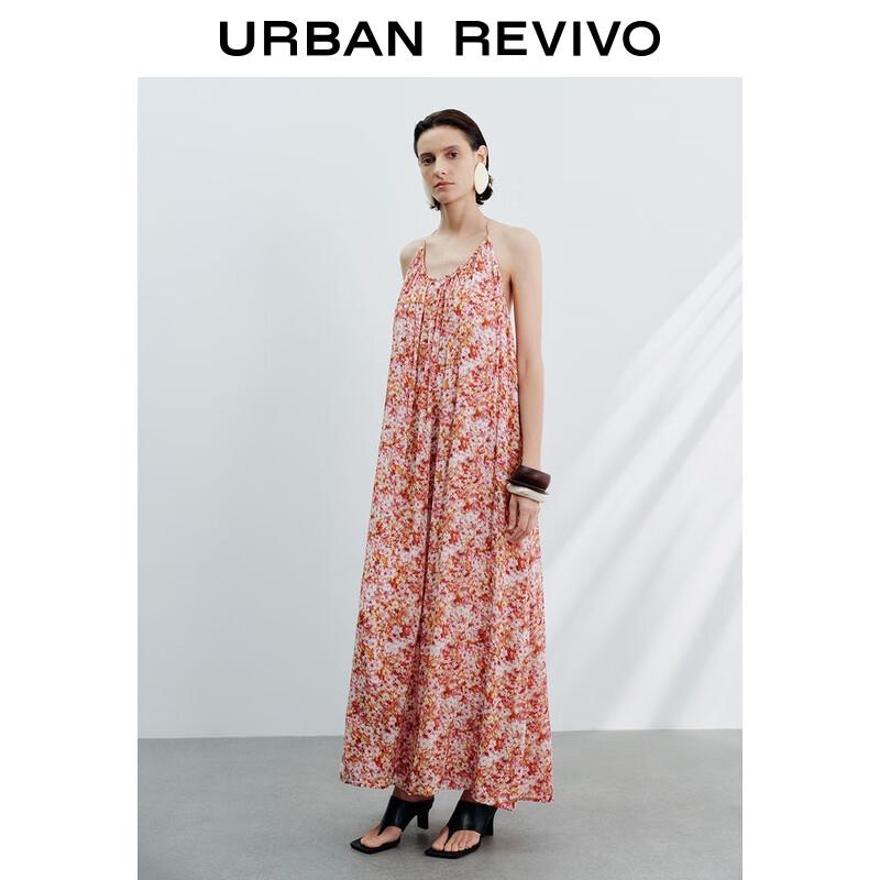 

UR Women s Floral Resort Halter Tie-Strap A-Line Maxi Dress S