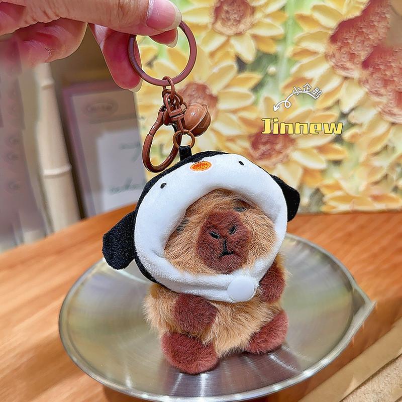 Wearing Rabbit Snake Chicken Cat Penguin Headgear Capybara Plush Keychain Gift