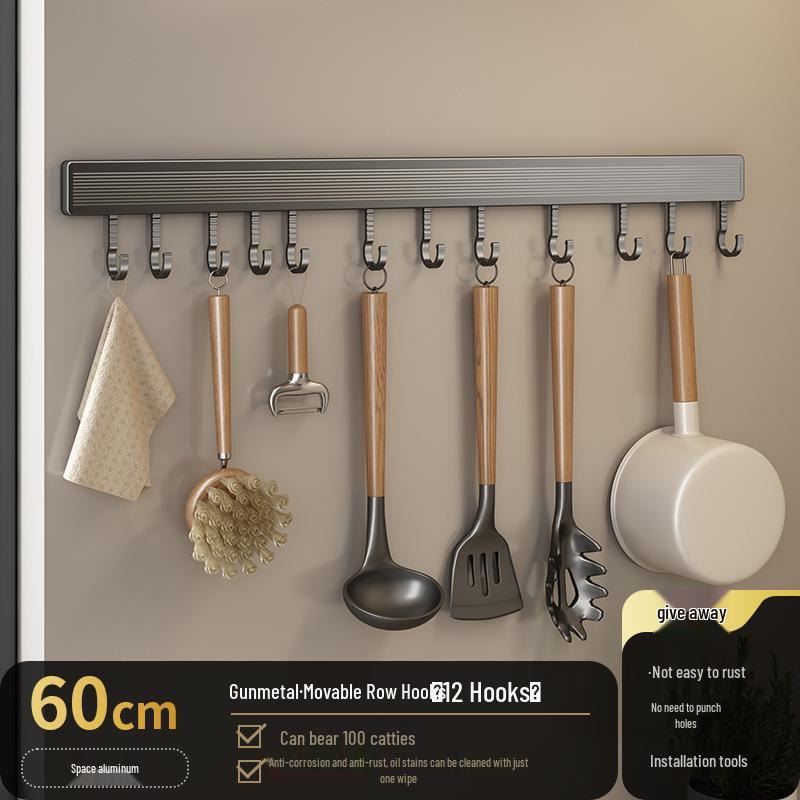 Multi-Functional Wall-Mounted Kitchen Hook Rack for Utensil Storage