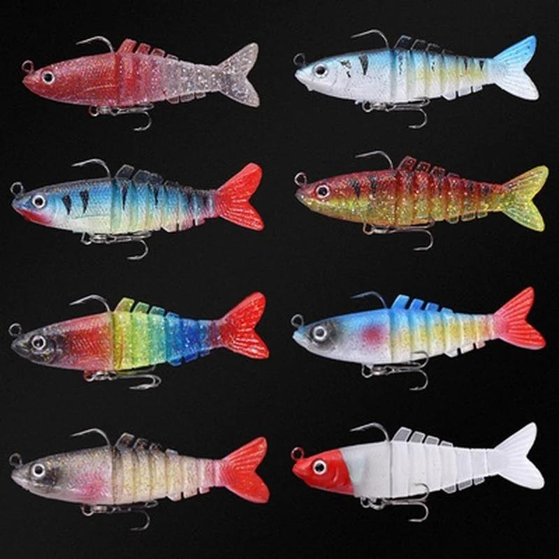 Artificial Lifelike Popper Soft Swimbait 8 Segmented Fishing Lures Lead Head Soft Fishing Lure Custom 3.54in soft Bait Lure