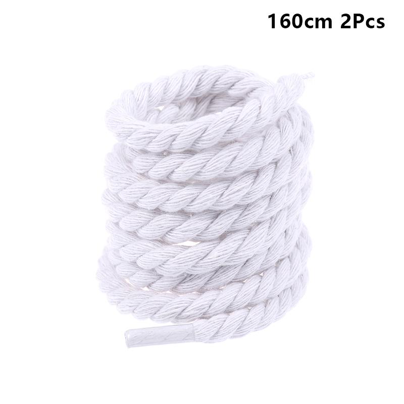 2Pcs Round Thick Rope Laces Polyester Cotton Solid Color Laces 0.8Cm Diameter 120/140/160Cm Length Bold Shoelaces