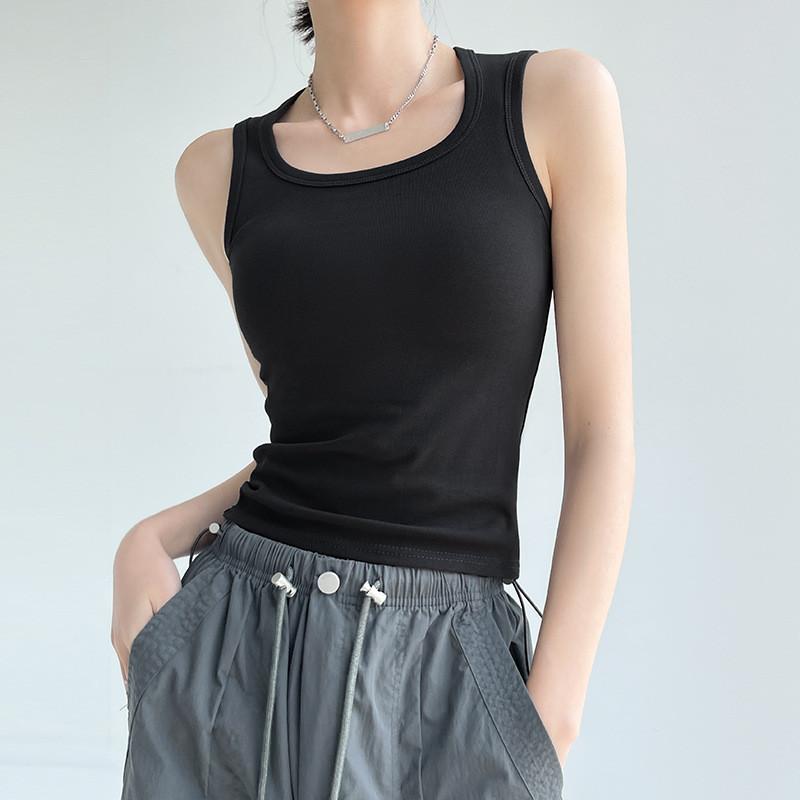 Cotton Sleeveless Tank Top With Wide Straps For Summer Yoga And Beach Wear