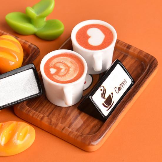 40Pcs Mini Resin Coffee Cups Statues Vivid Appearance Micro Landscape Ornament DIY Crafts Lightweight Dollhouse Decor
