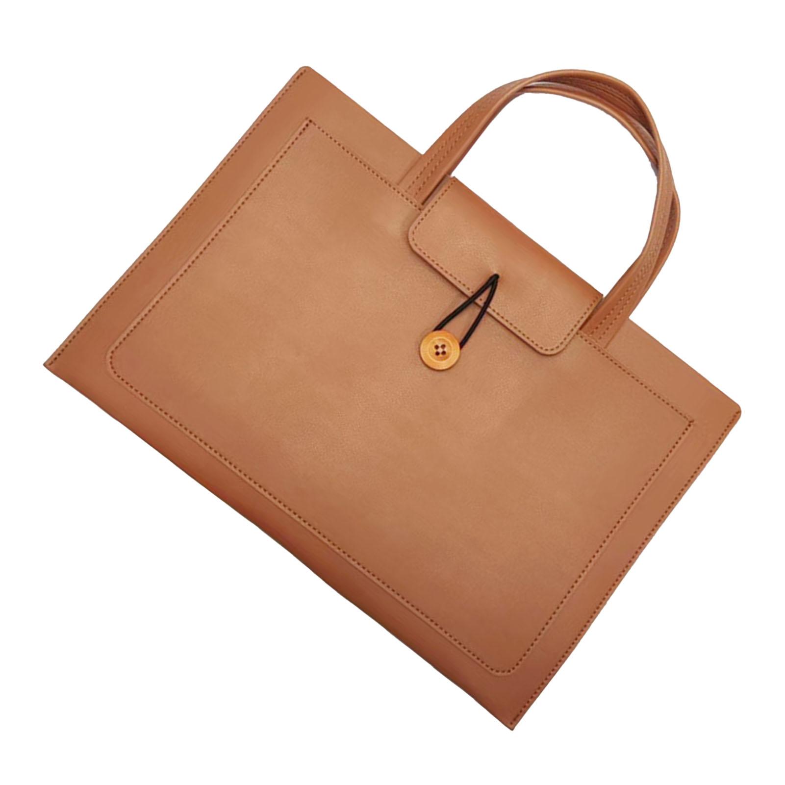 

PU Leather Computer Bag Thin Lightweight Handheld Laptop Tote Bag with Comfortable Handle for Travel Business Trip земля жовтий колір