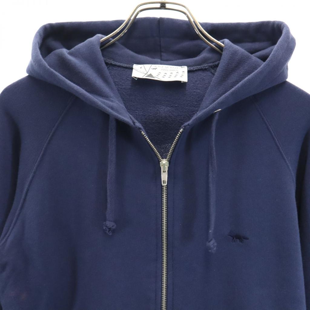 KITSUNE Long Sleeve Sweat Zip Hoodie S Navy Men's Used