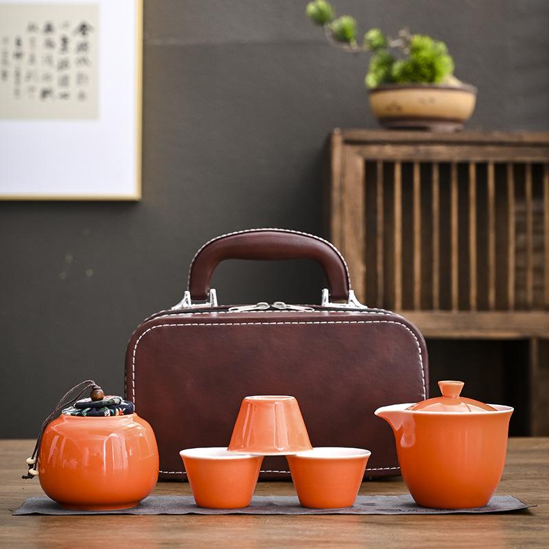 Storage tea set Outdoor car Kung Fu tea maker Tea tray Complete set Company opening Business gifts Travel portable