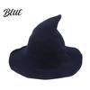 Cotton Knitted Wizard Hat Women Pointed Witch Hat Foldable Wide Brim Cap Halloween for Cosplay Autumn Winter Themed Party Costume Accessory