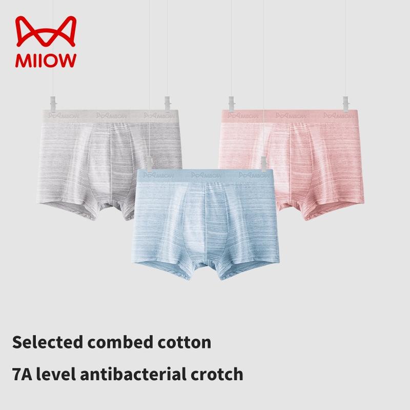 MiiOW 3 Pezzi Intimo da Uomo Intimo Antibatterico in Grafene Intimo in Cotone Morbido e Confortevole Intimo con Angolo Piatto L-5XL