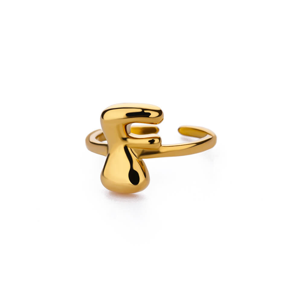 Chunky Initial Letter Rings for Women Gold Color Stainless Steel Ring Vintage Alphabet Jewelry Finger Accessories anillos mujer