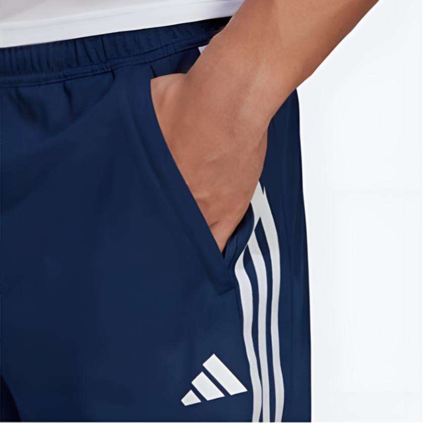 Adidas Train Essentials Piqué 3-Stripes Training Shorts Quick-Drying Comfortable Men Shorts Dark-Blue White IB8112