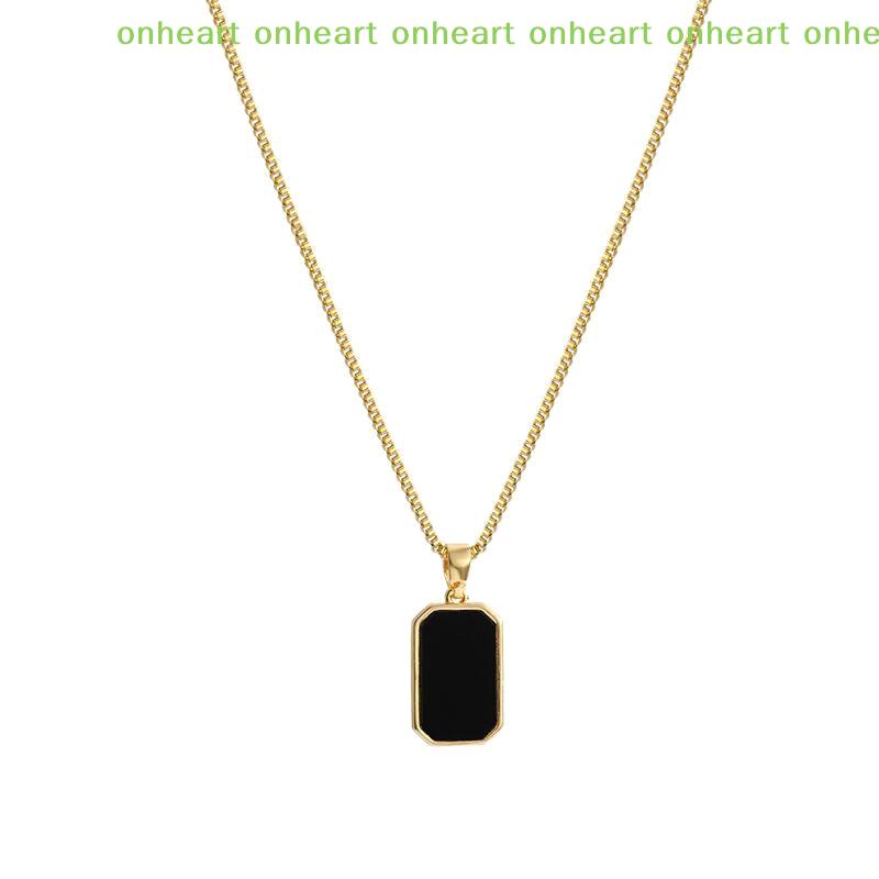 [C]Fashion Square Necklace For Women Korean Style Black Geometric Pendant Necklace Collar Neck Chain Charm Jewelry Party Gift