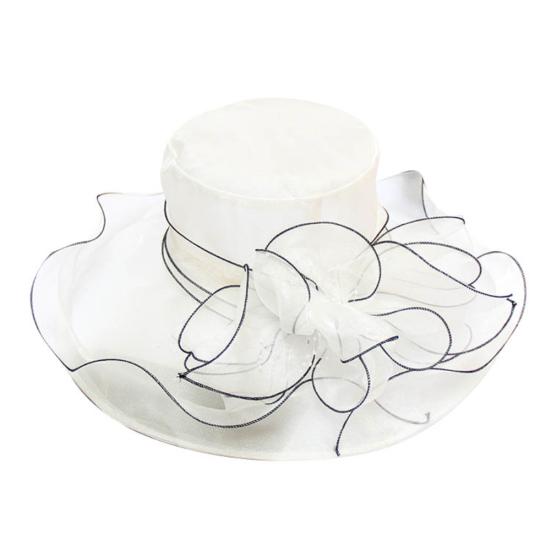 Floral Organza Wide Rim Church Fascinator Lady Tea Party Summer Beach Sun Hat