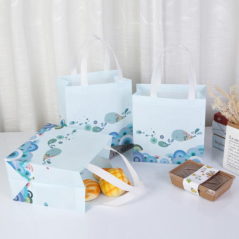 12pcs Ocean Whale Gift Tote Bags Reusable Cute Party Favor Bags With Soft Strap For Birthday Baby Shower Wedding Events Supplies