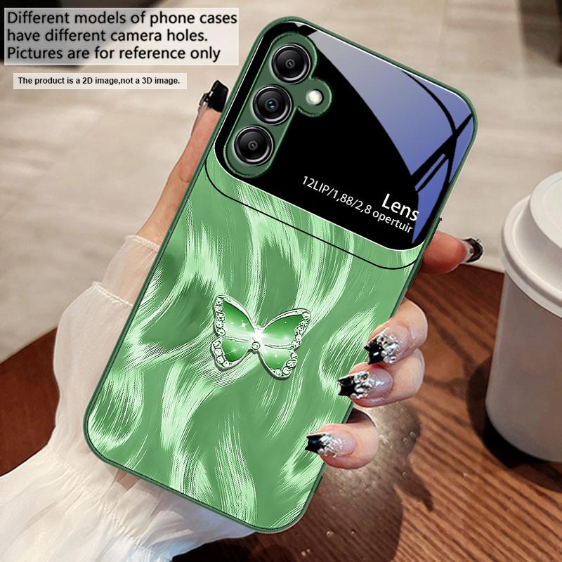 Rosa Diamant Schmetterling Für Samsung A73 72 71 A70 56 55 54 A53 52 51 50 42 A35 A34 33 32 31 26 25 24 23 22 30 Glas Handyhülle