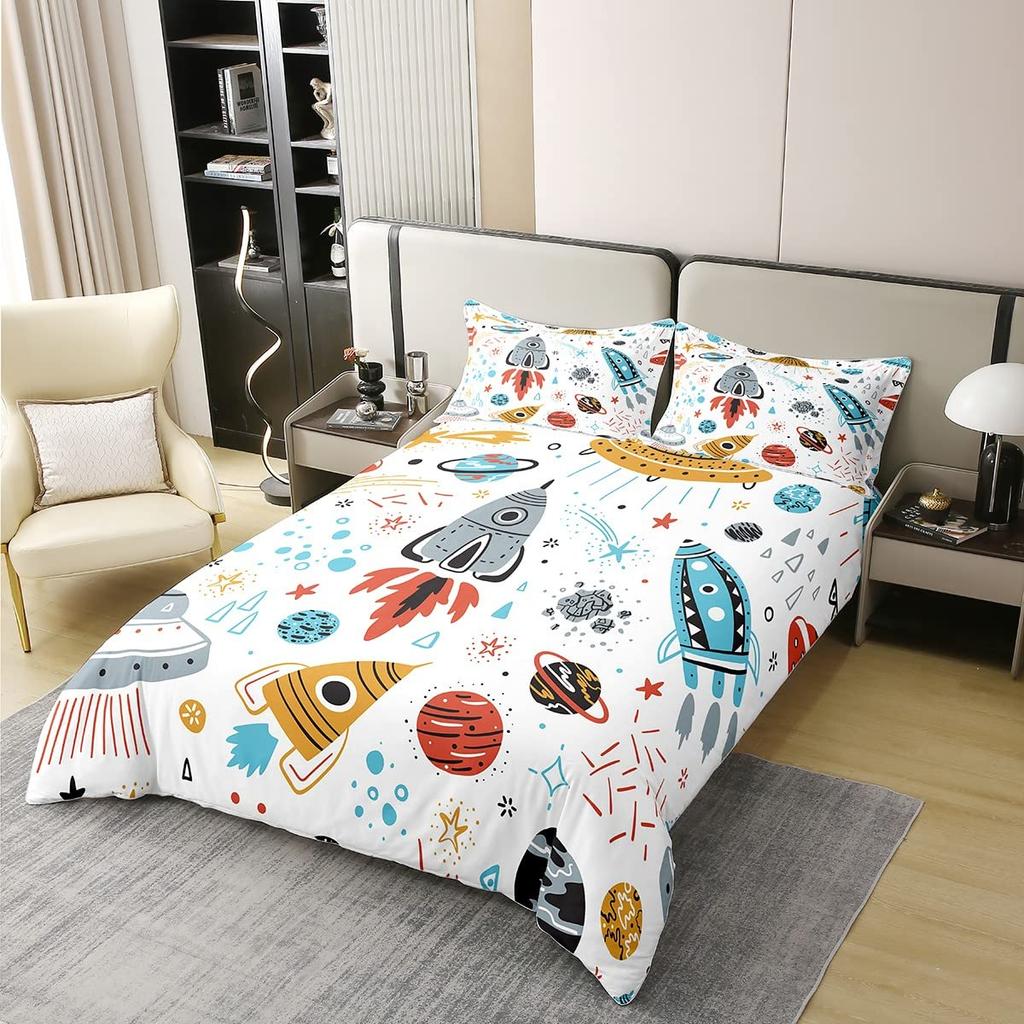 Comforter Outer Space Universe Galaxy Suitable For Children Boys Girls Star Moon Bedding Set Warm