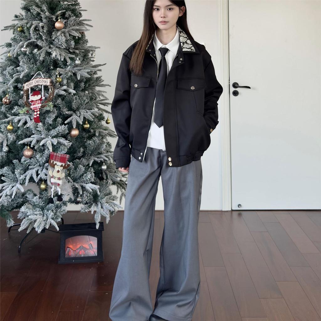 Spring and Autumn Street Year of the Snake Limited Mountain Python Jacket Men's and Women's Retro Casual Splicing Versatile Loose Jacket Light and 