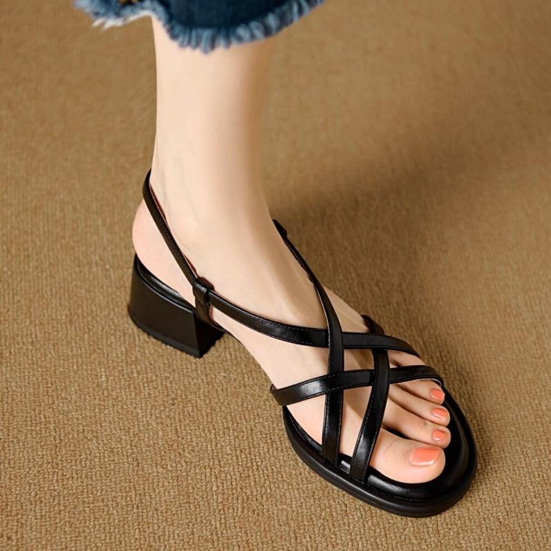 Women's Shoes Summer New Elegant Large Size Mid Heels Sandals Outside Comfortable Soft Soled Open Toe Women Sandals