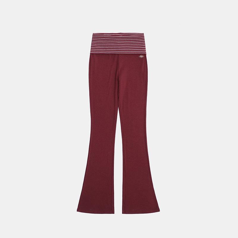 BadBlood BCAC Series American Spicy Girl Striped Casual Yoga Pants - Women s Folded Sports Long Pants Medium темно-красного