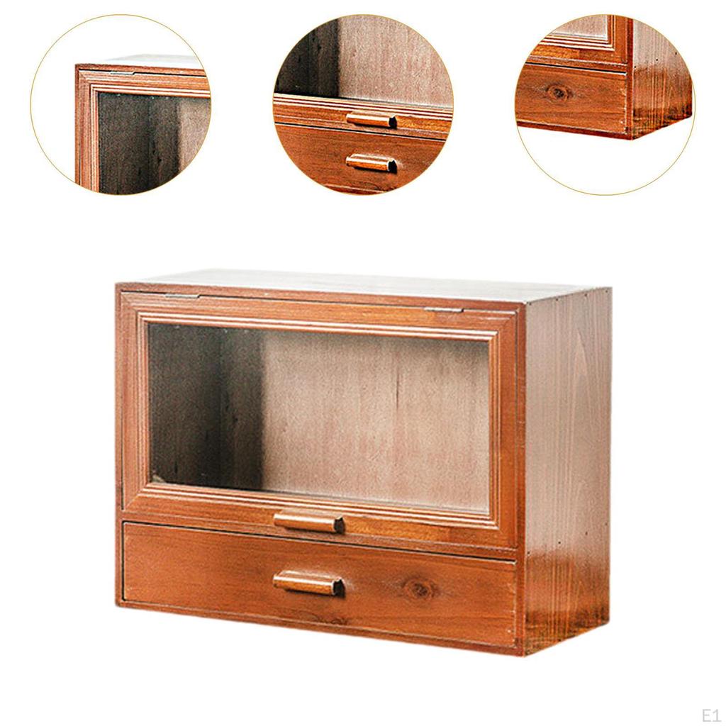 Toy Display Shelf Box Storage Stand Showcase Wooden Shelves Small Organizing Cabinet