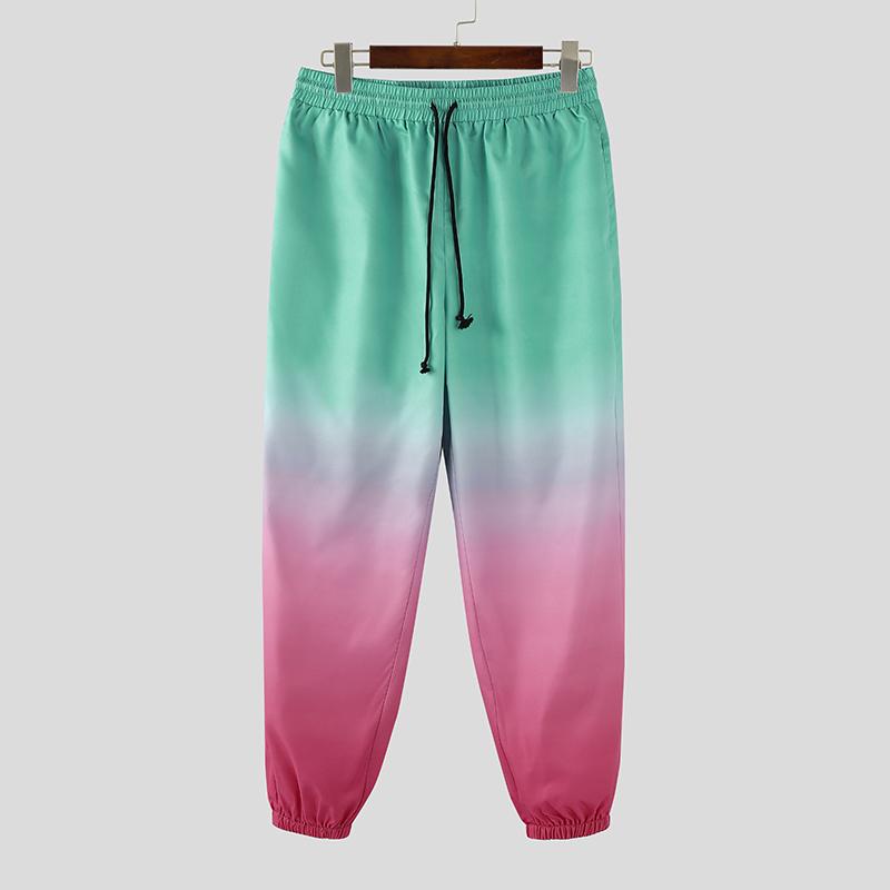 

INCERUN Мужские брюки гаремы с эластичной талией на кулиске, градиентные, повседневные, длинные 5XL зелёный