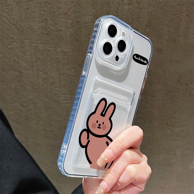 Card Slot Holder Silicone Wallet Pocket Case For Xiaomi Redmi Note 11 12 13 Honor X6A X7A X8A Tecno Spark 10C Infinix Note 30 Cover Clear Phone Bumper