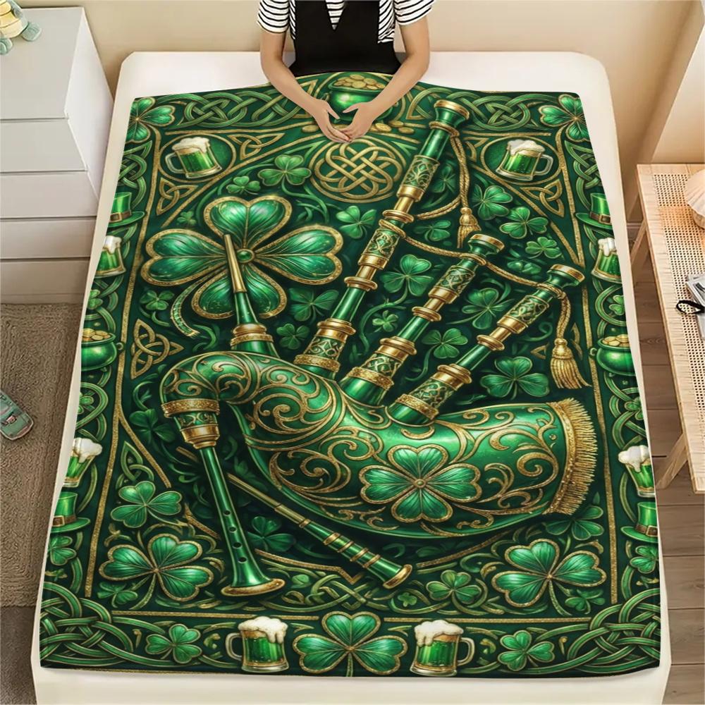 

1Pc St.Patrick s Day Print Flannel Blanket, High quality Comfortable for All Seasons, Home Decor, Warmth and Comfort, Perfect for Christmas Gifts W73 80cm x 120cm